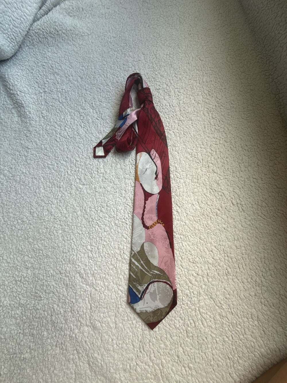 VTG 1988 Picasso The Dream Abstract Art Print 100% Silk Necktie Handmade